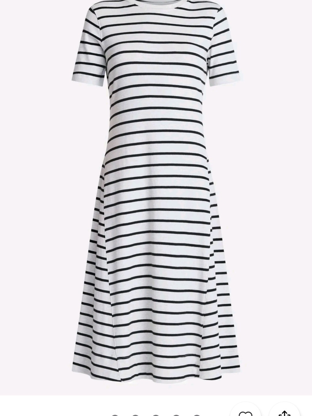 Time and Tru Cream and Black Striped Short-Sleeve Midi Dress